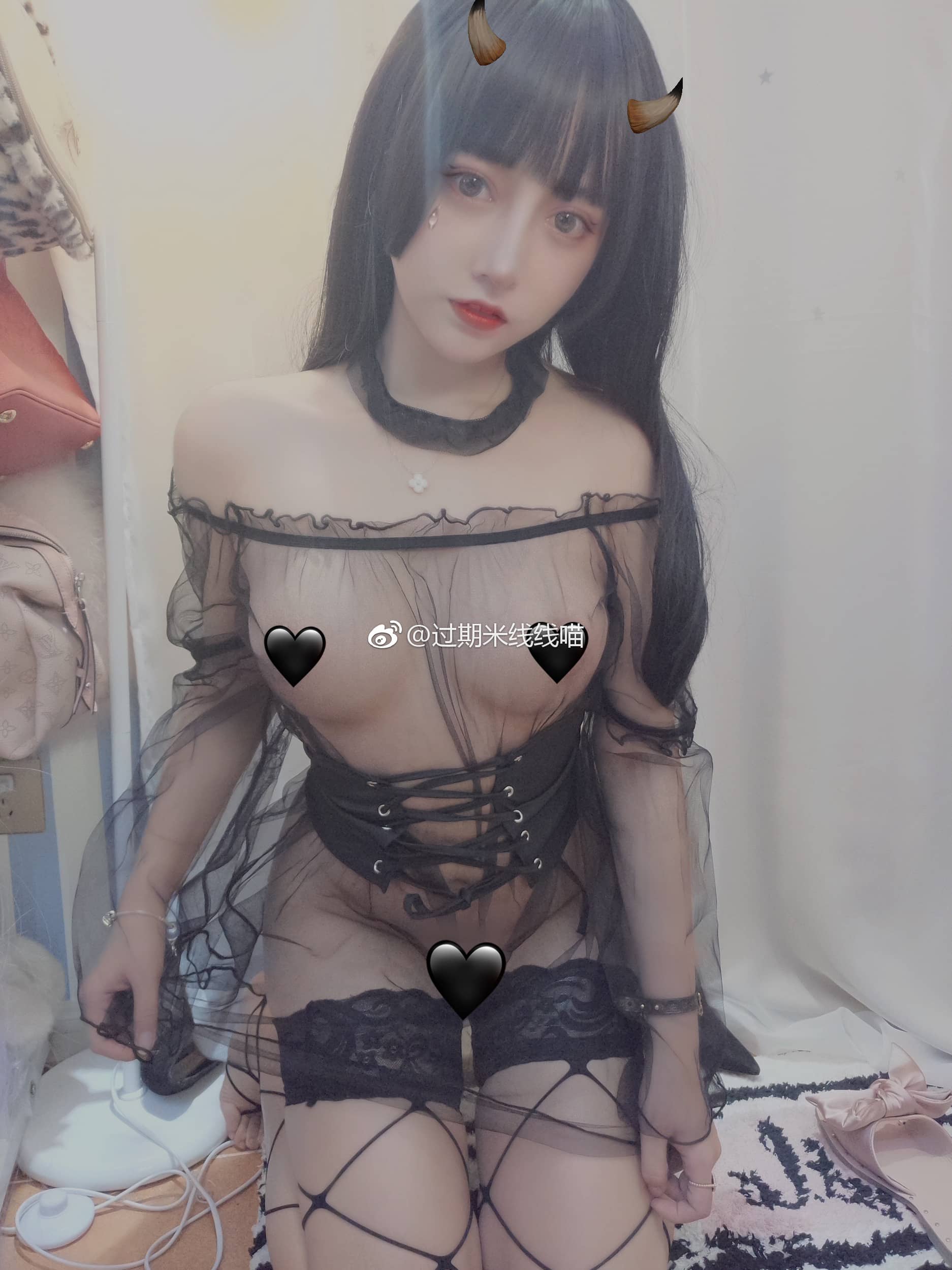 过期米线线喵 - 黑纱 [24P] - 宅自学